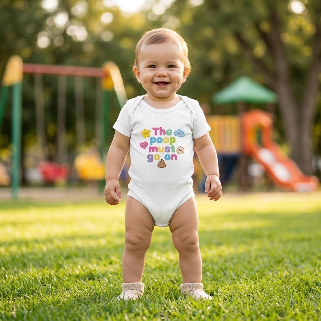 Organic cotton baby onesie – The poop must go on