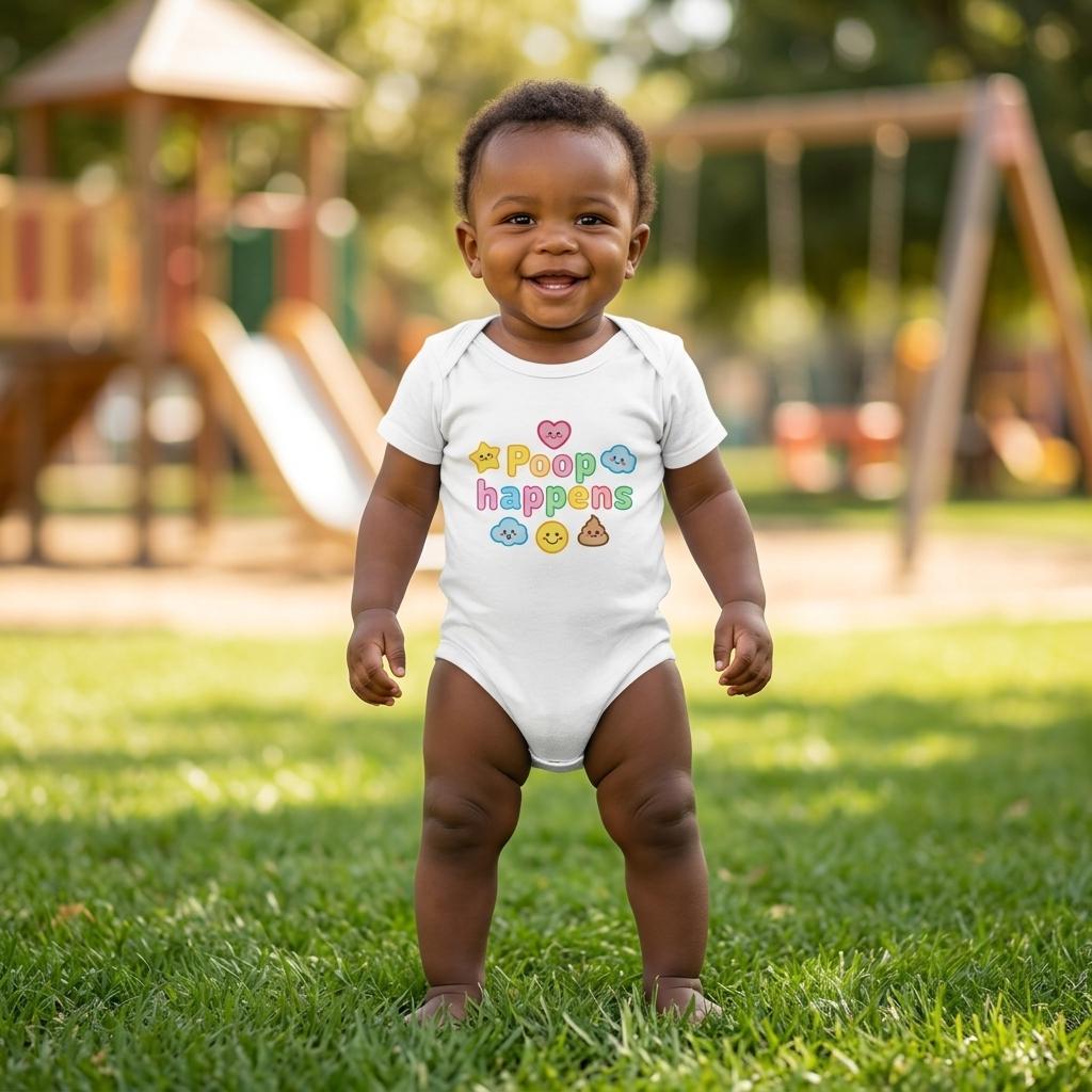 Organic cotton baby onesie – Poop happens