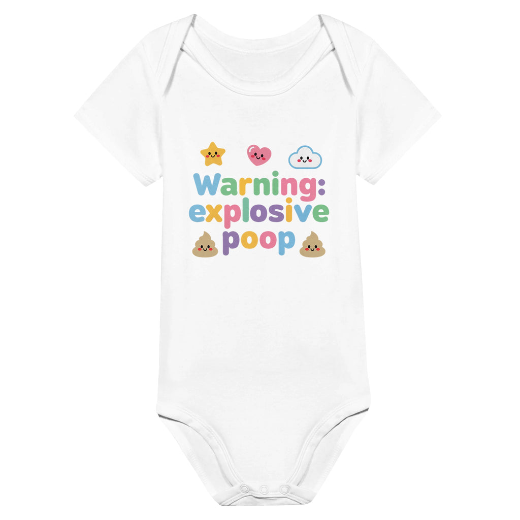 Organic cotton baby onesie – Warning: explosive poop