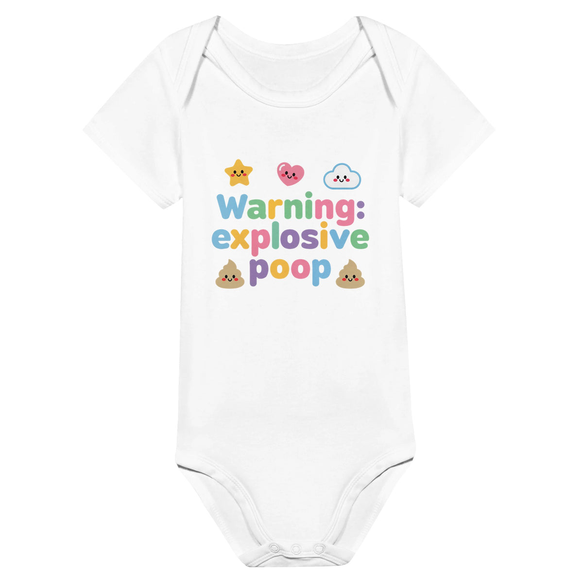 Organic cotton baby onesie – Warning: explosive poop