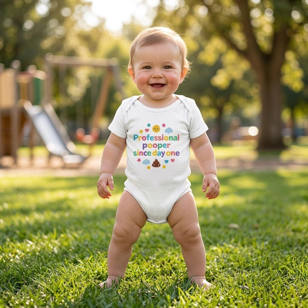 Organic cotton baby onesie – Professional pooper since day one