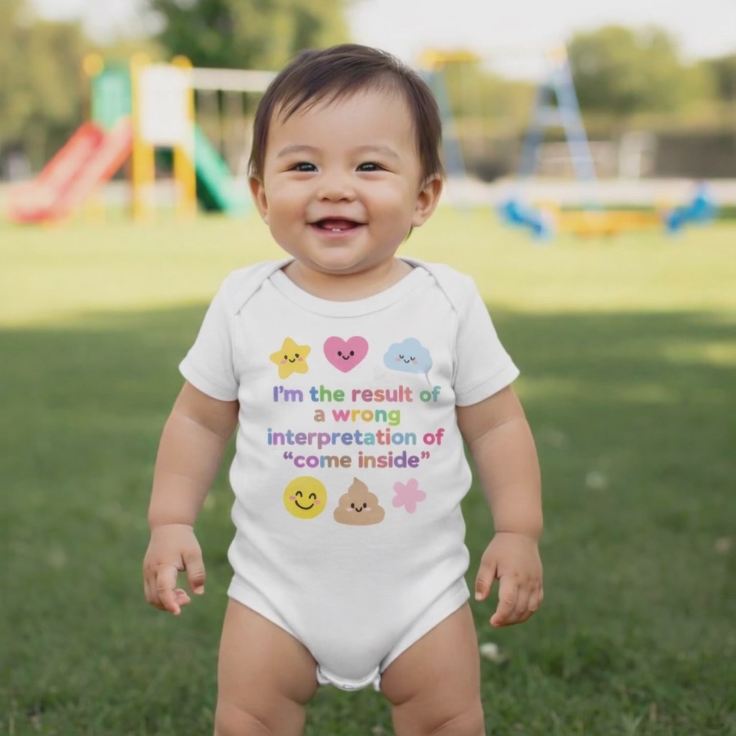 Baby Strampler aus 100 % Bio-Baumwolle – I'm the result of a wrong interpretation of "come inside"