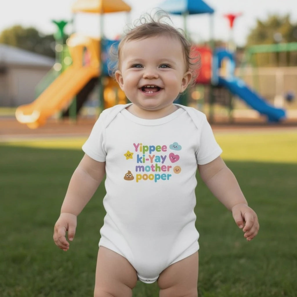 Yippee ki-Yay mother pooper - Baby-Kurzarmbody aus Bio-Baumwolle