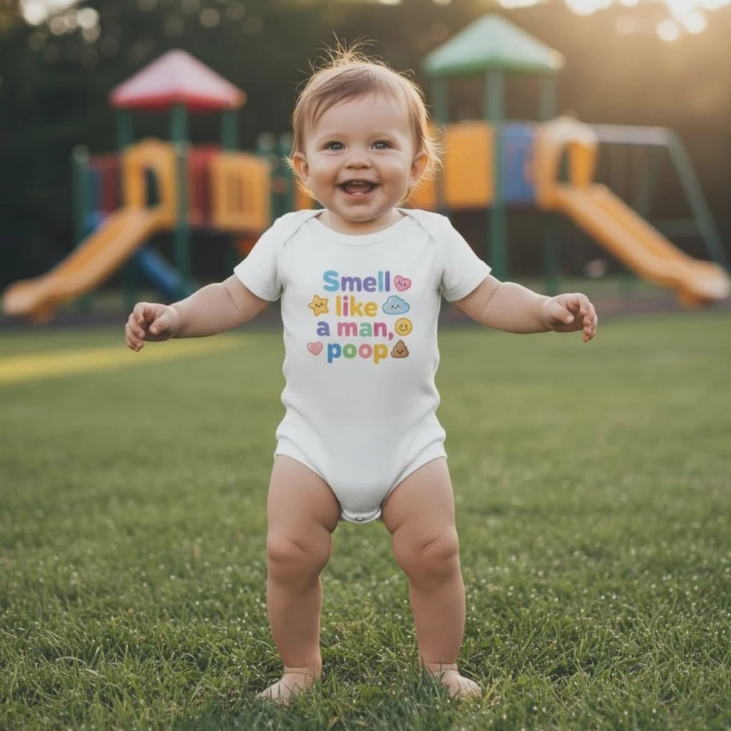 Baby Strampler aus 100 % Bio-Baumwolle – Smell like a man, poop