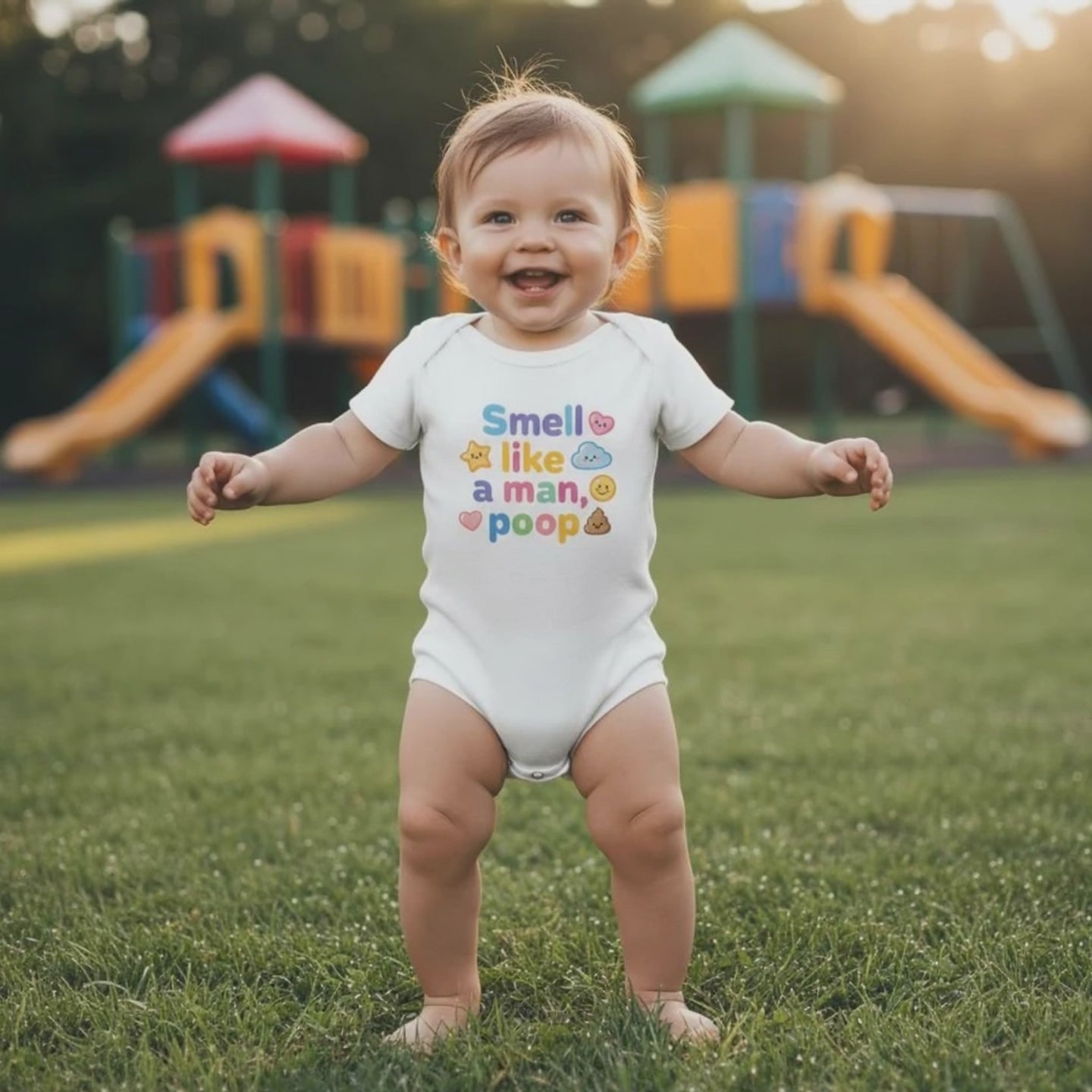 Baby Strampler aus 100 % Bio-Baumwolle – Smell like a man, poop