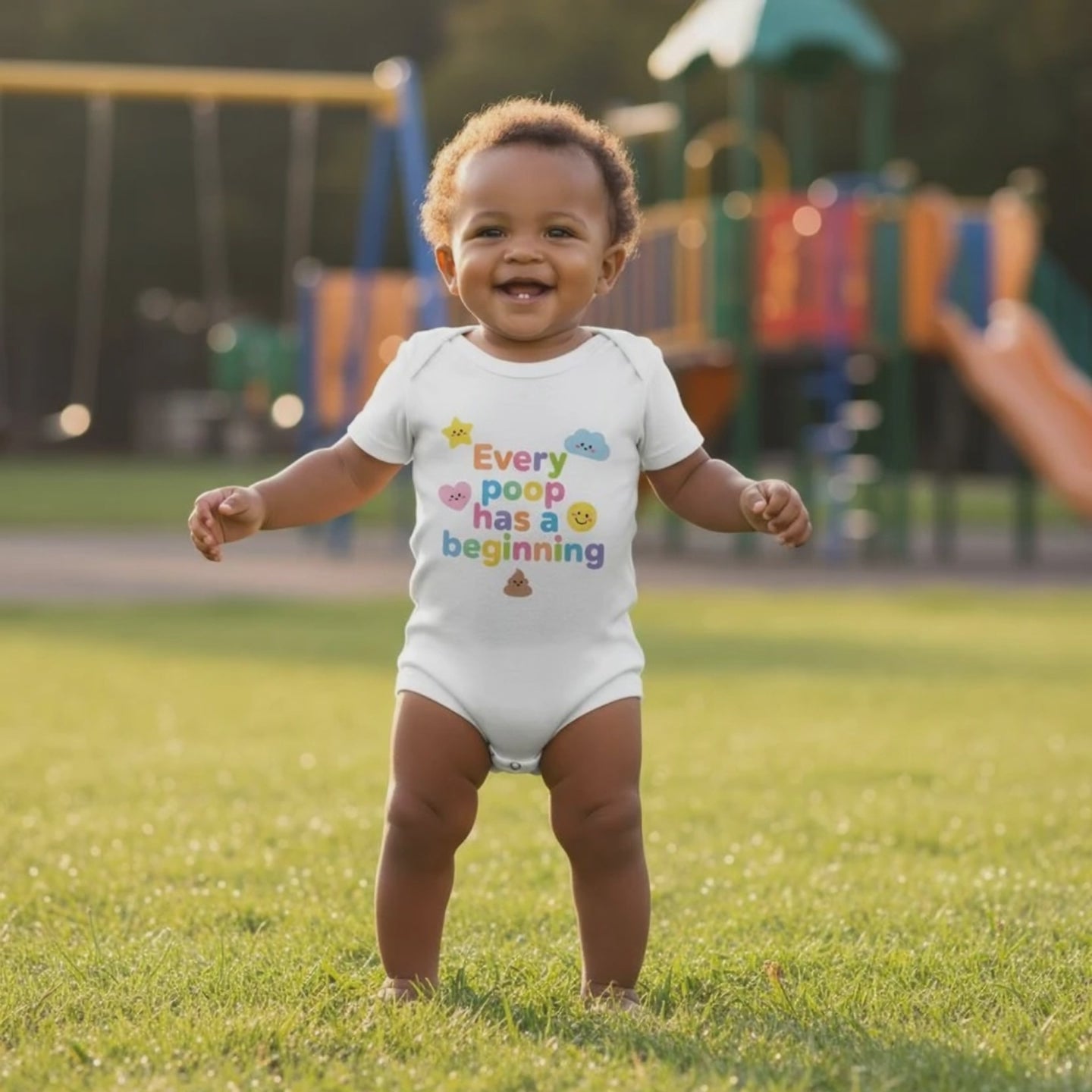 Every poop has a beginning - Baby-Kurzarmbody aus Bio-Baumwolle