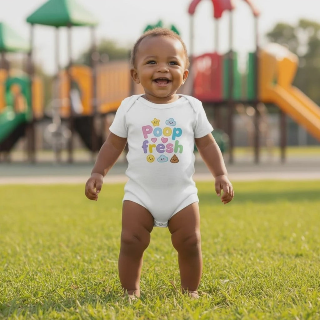 Poop fresh - Baby short-sleeve bodysuit made from organic cotton