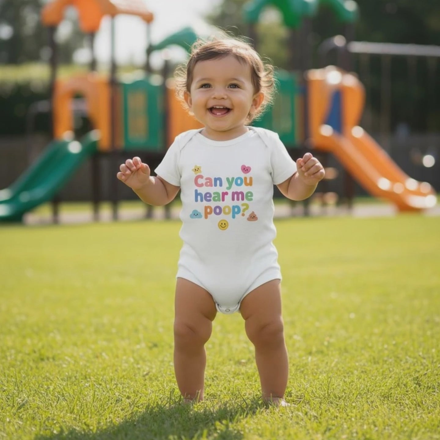 Can you hear me poop? - Baby-Kurzarmbody aus Bio-Baumwolle