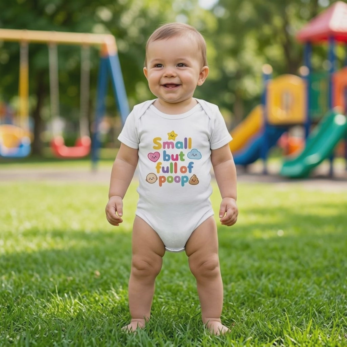 Baby Strampler aus 100 % Bio-Baumwolle – Small but full of poop
