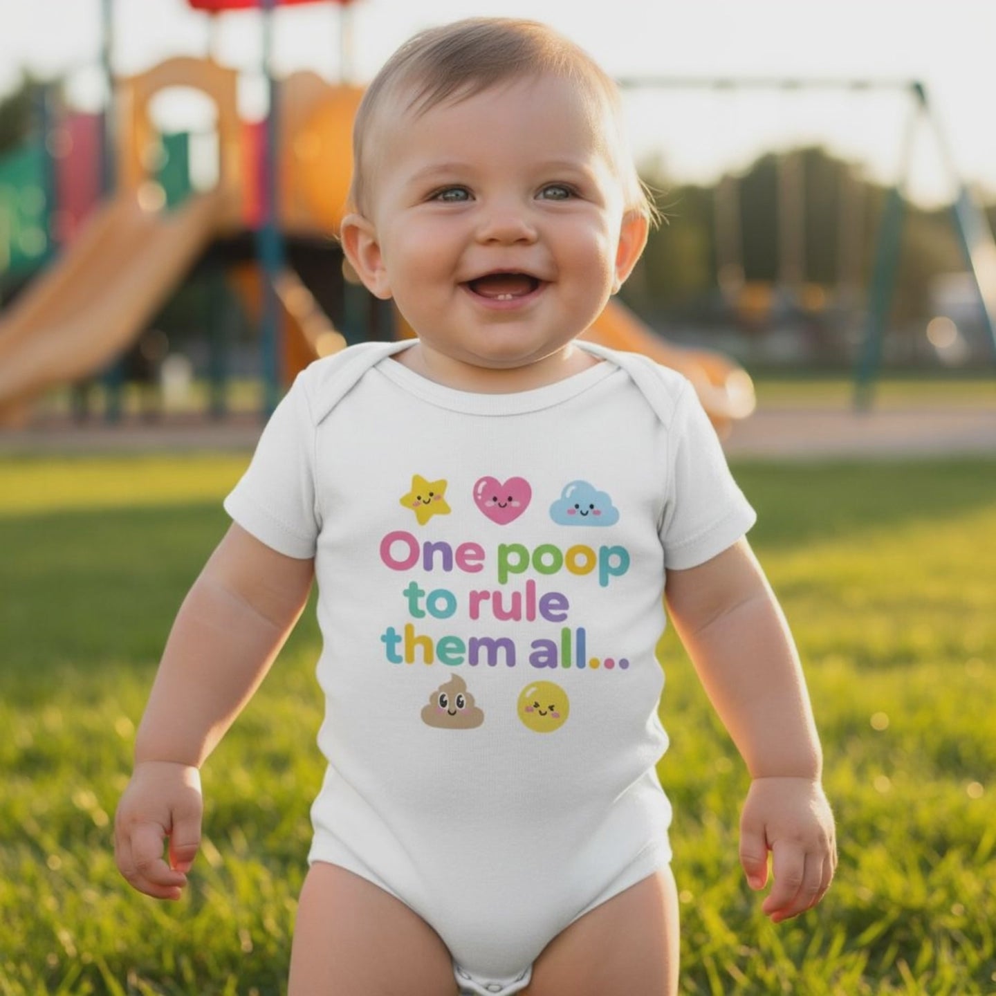 Baby Strampler aus 100 % Bio-Baumwolle – One poop to rule them all...