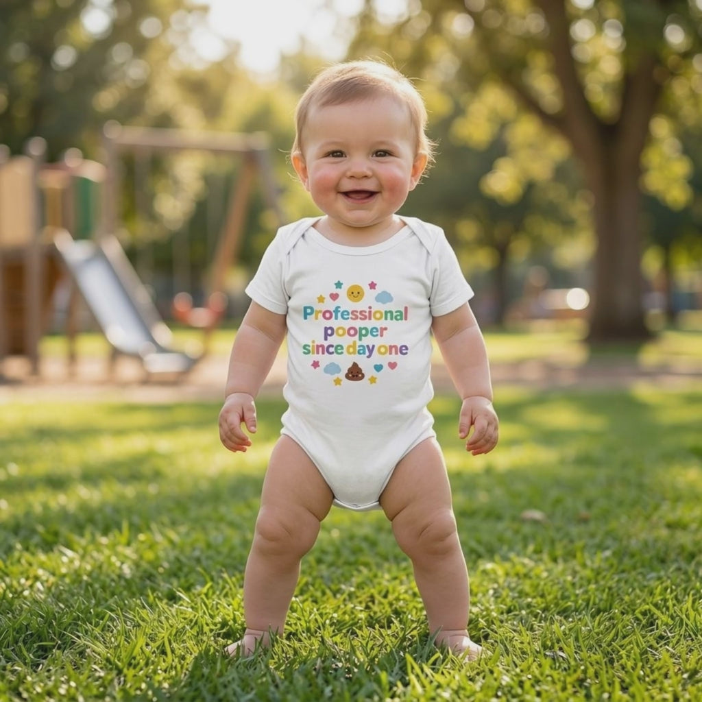Baby Strampler aus 100 % Bio-Baumwolle – Professional pooper since day one