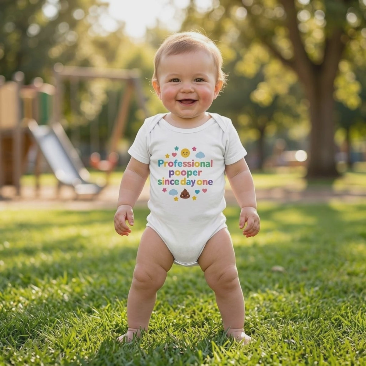 Baby Strampler aus 100 % Bio-Baumwolle – Professional pooper since day one