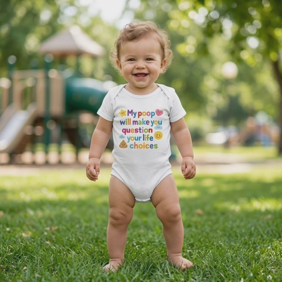 Baby Strampler aus 100 % Bio-Baumwolle – My poop will make you question your life choices