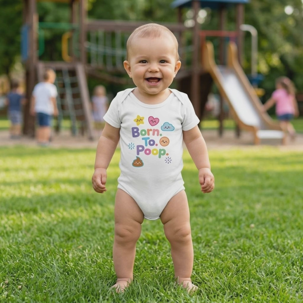 Baby Strampler aus 100 % Bio-Baumwolle – Born. To. Poop.