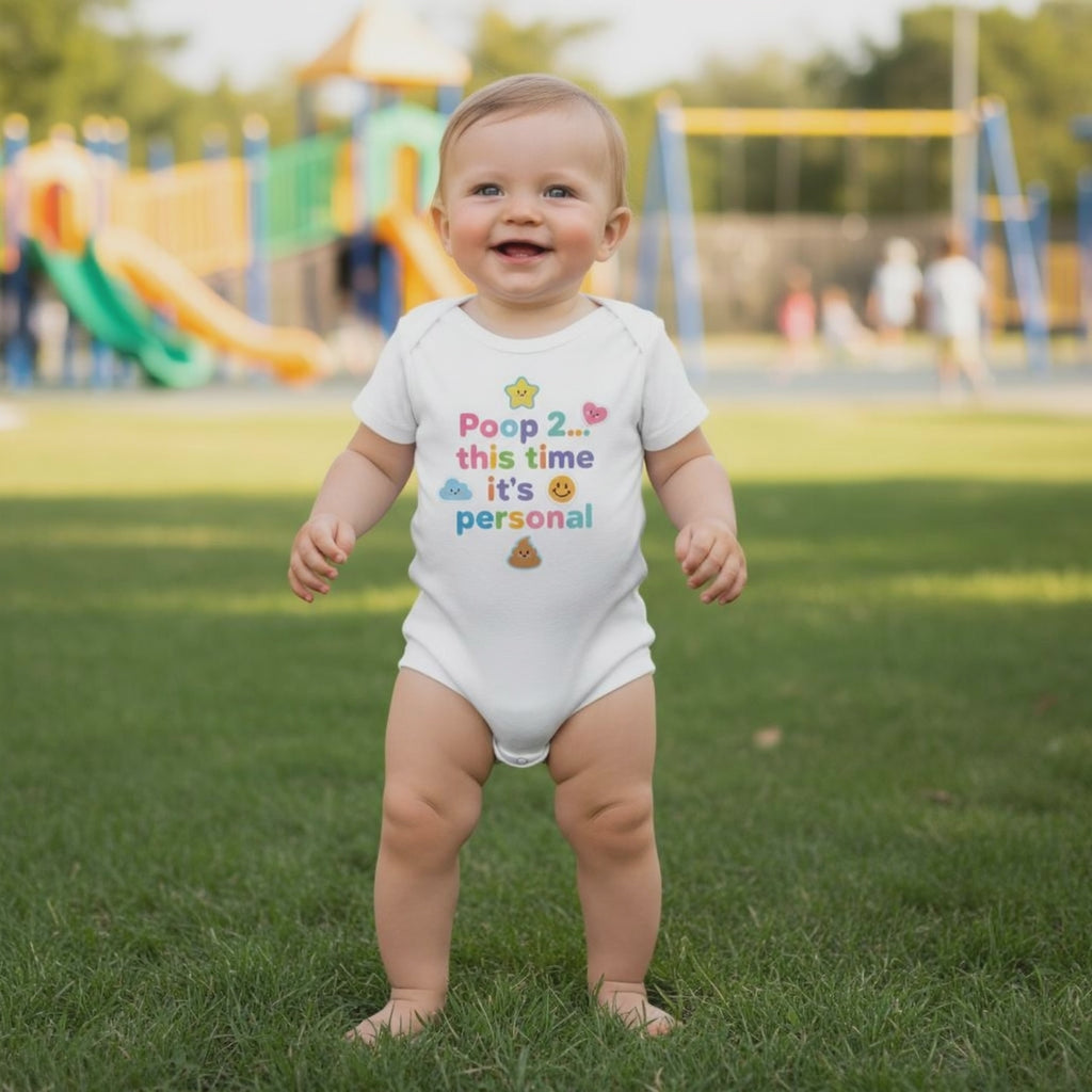 Baby Strampler aus 100 % Bio-Baumwolle – Poop 2... this time it's personal