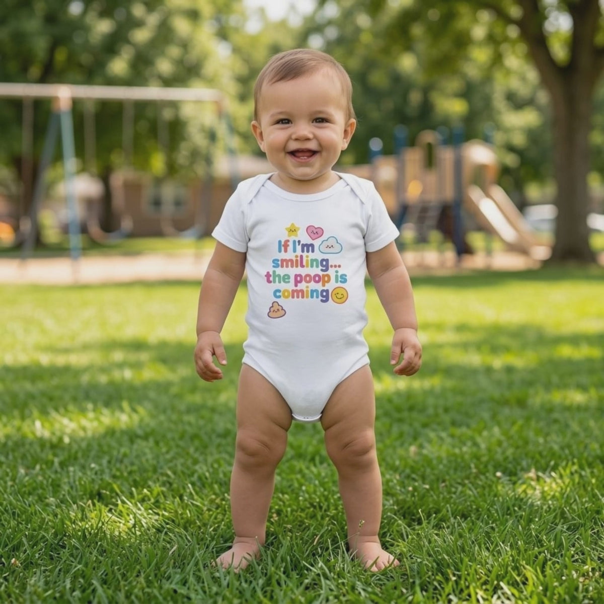Baby Strampler aus 100 % Bio-Baumwolle – If I'm smiling... the poop is coming