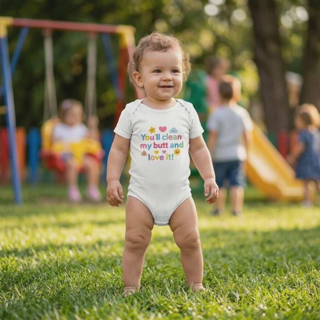 Baby Strampler aus 100 % Bio-Baumwolle – You'll clean my butt and love it!