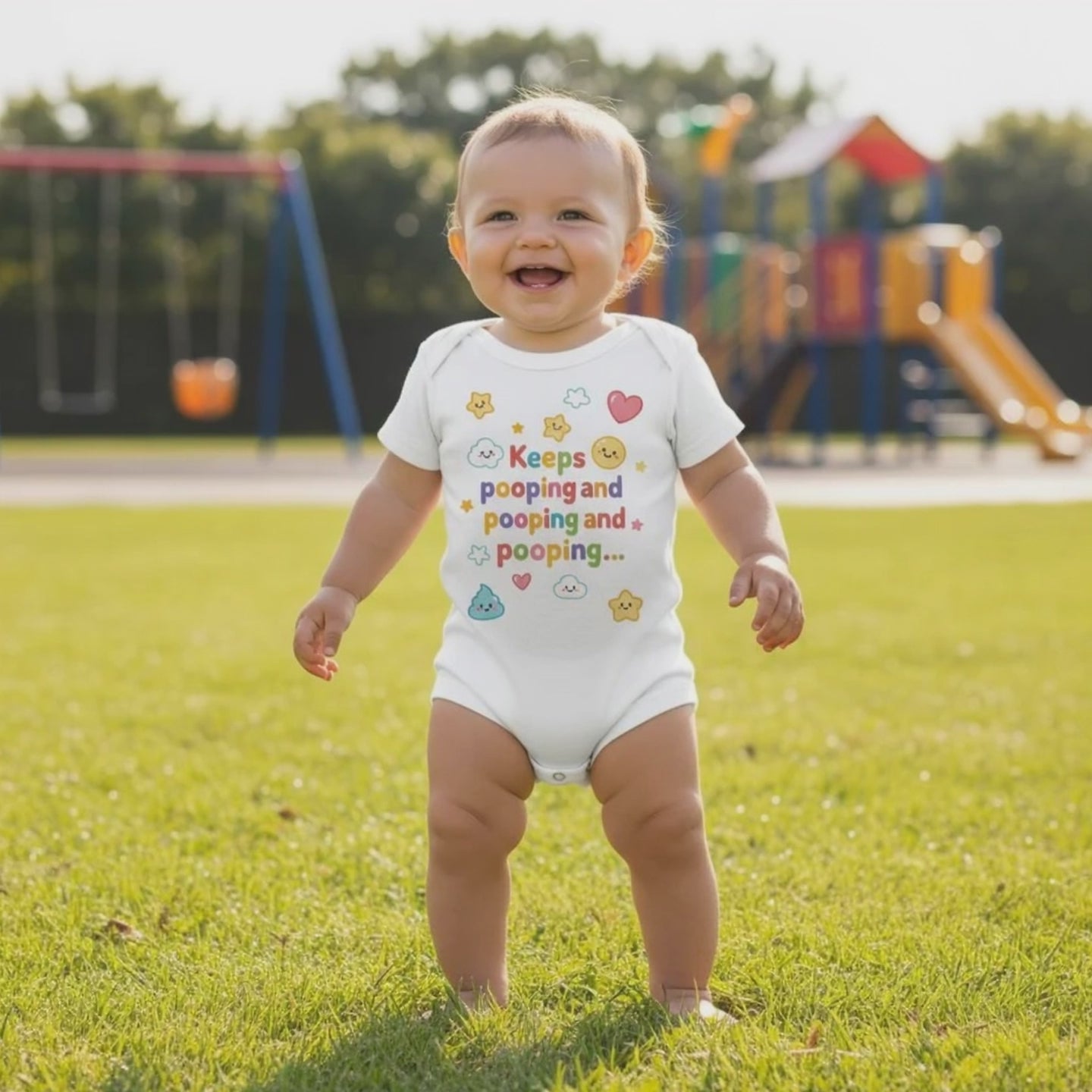 Keeps pooping and pooping and pooping... - Baby-Kurzarmbody aus Bio-Baumwolle