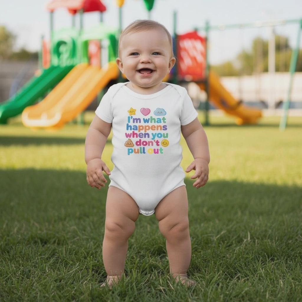 Baby Strampler aus 100 % Bio-Baumwolle – I'm what happens when you don't pull out