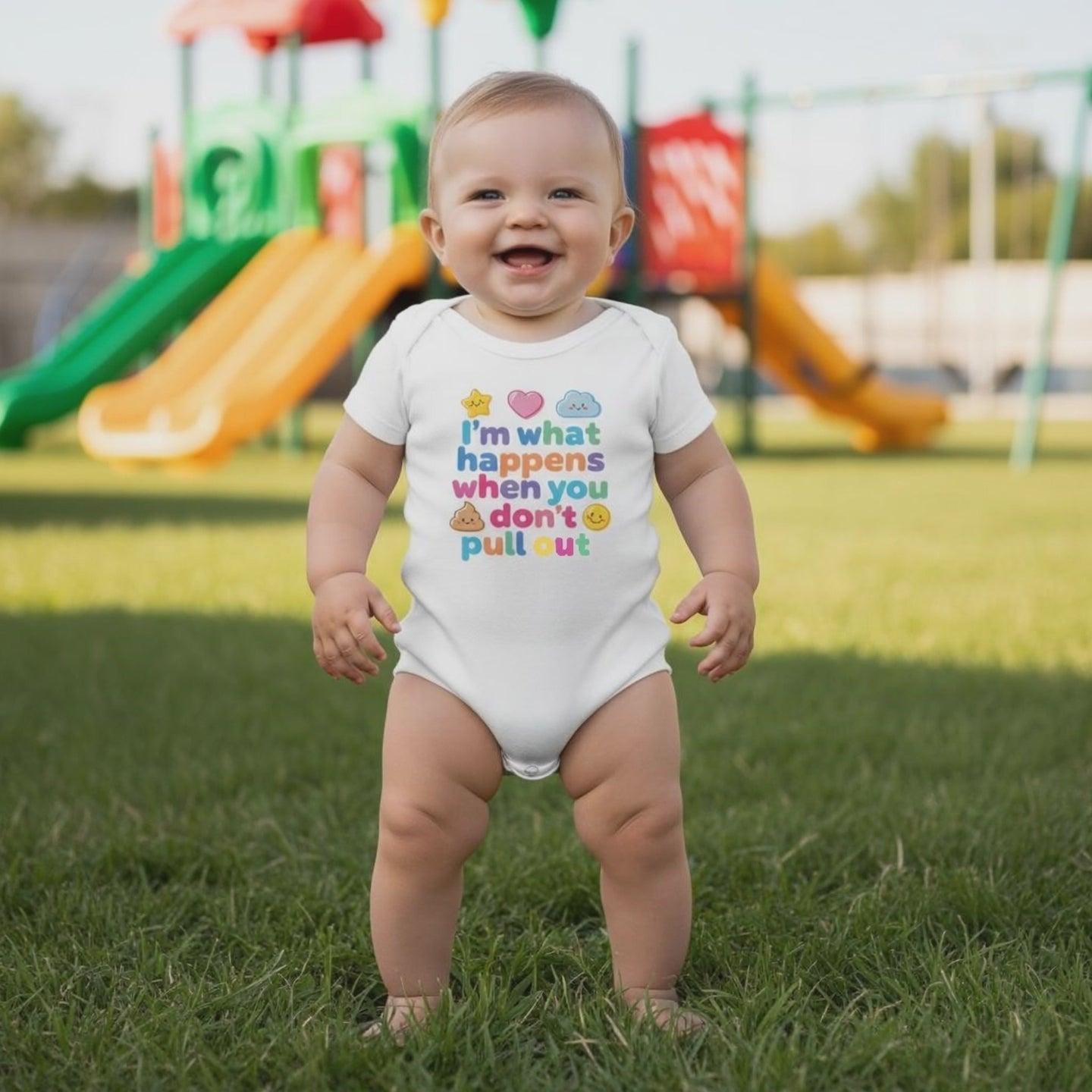 Baby Strampler aus 100 % Bio-Baumwolle – I'm what happens when you don't pull out