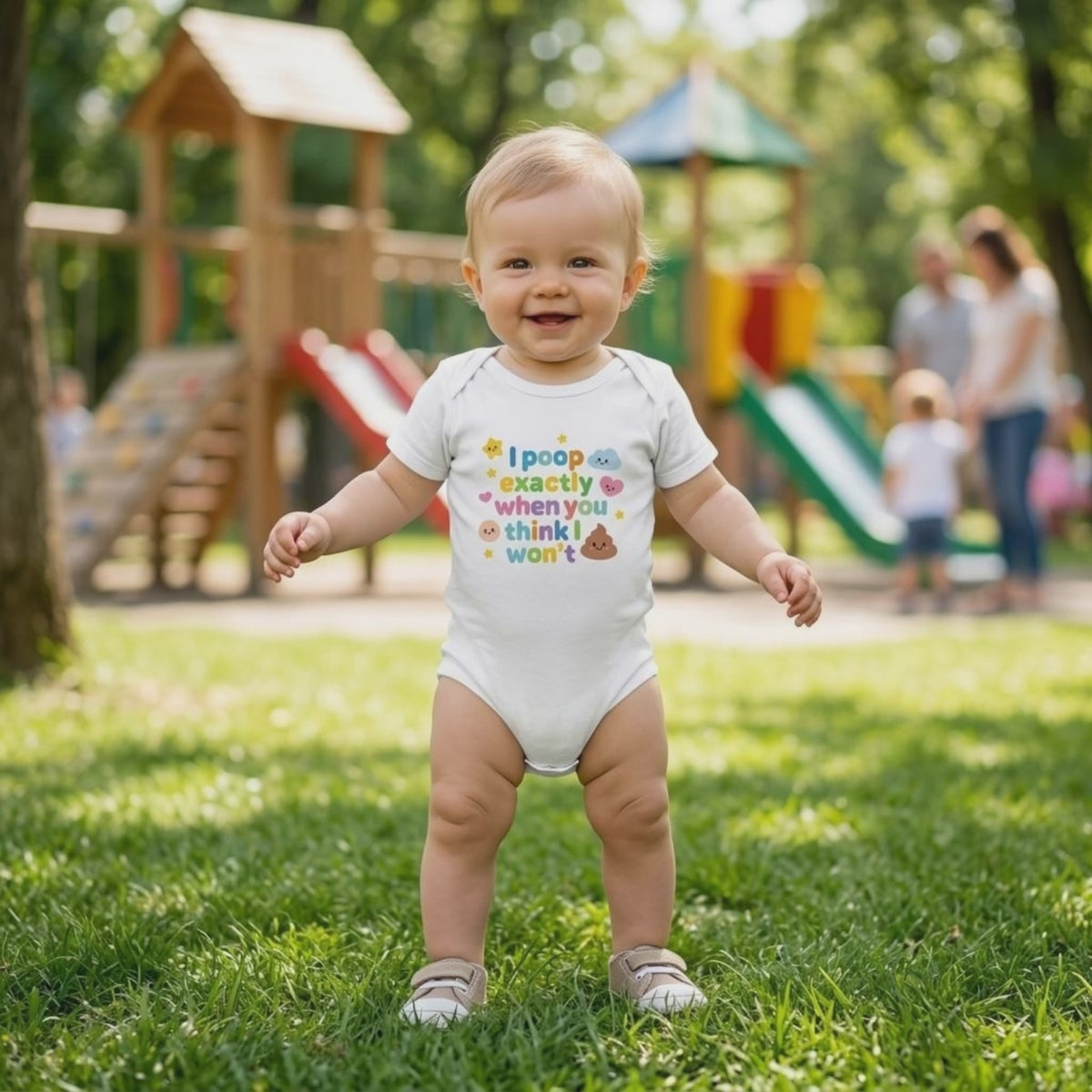 Baby Strampler aus 100 % Bio-Baumwolle – I poop exactly when you think I won't