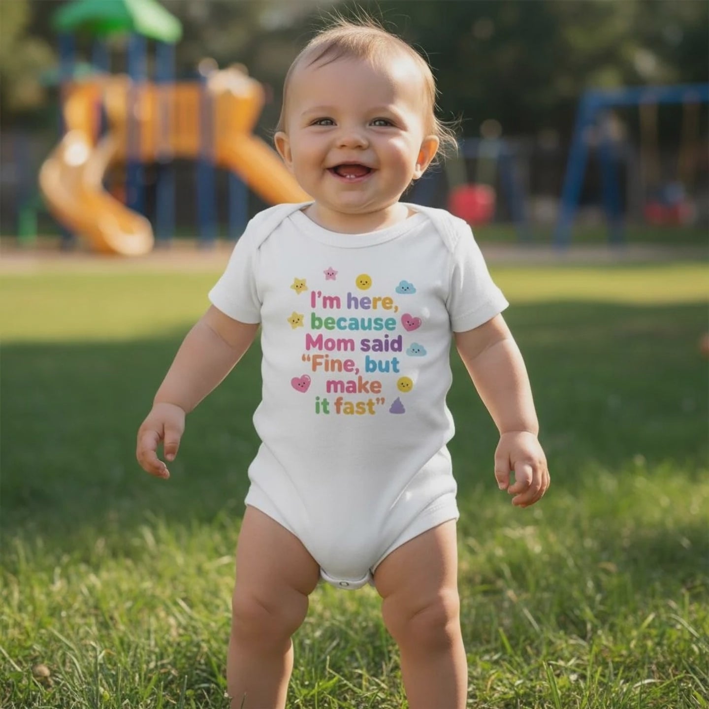 I'm here because Mom said "Fine, but make it fast" - Baby-Kurzarmbody aus Bio-Baumwolle