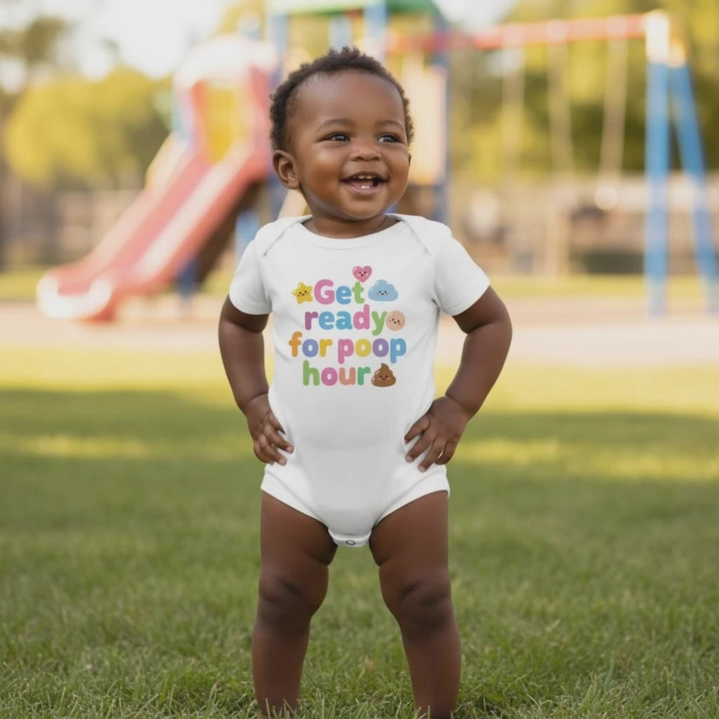 Get ready for poop hour - Baby-Kurzarmbody aus Bio-Baumwolle
