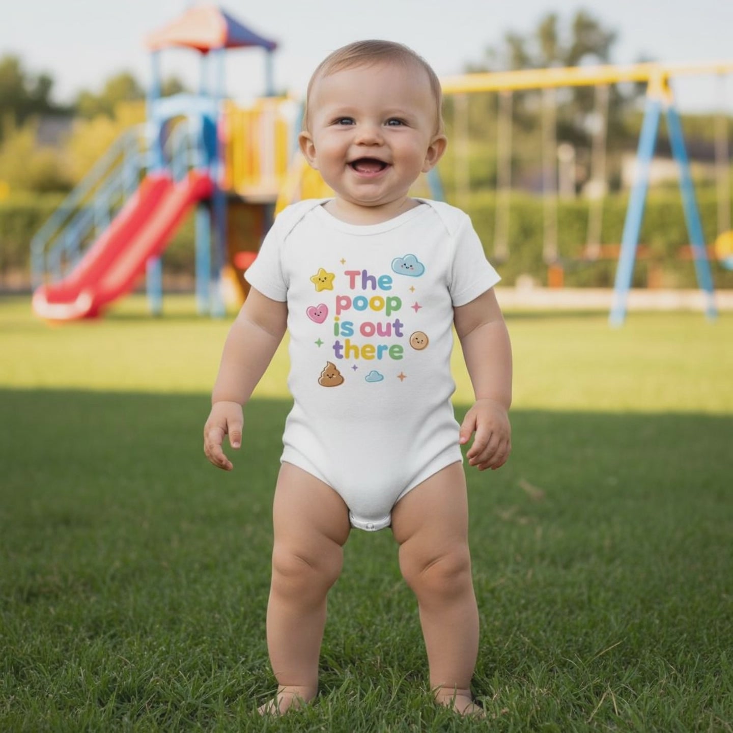 Baby Strampler aus 100 % Bio-Baumwolle – The poop is out there