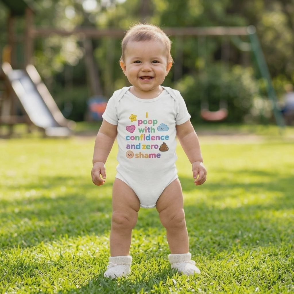 Baby Strampler aus 100 % Bio-Baumwolle – I poop with confidence and zero shame