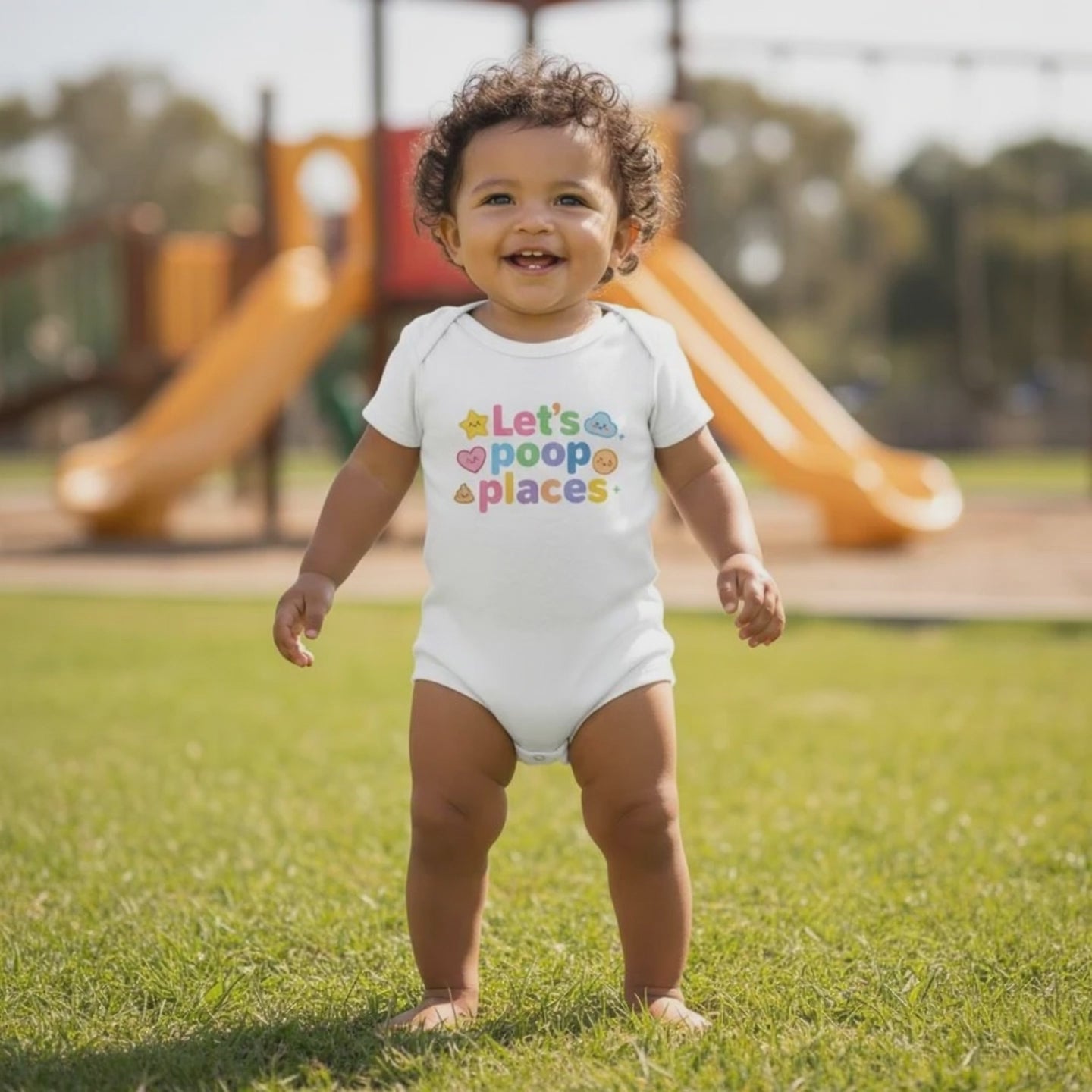 Let's poop places - Baby-Kurzarmbody aus Bio-Baumwolle