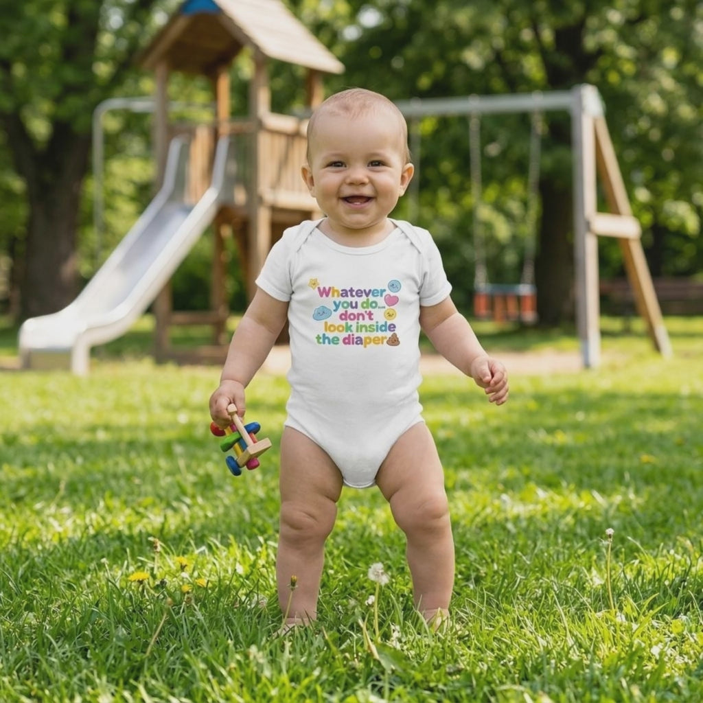 Baby Strampler aus 100 % Bio-Baumwolle – Whatever you do... don't look inside the diaper