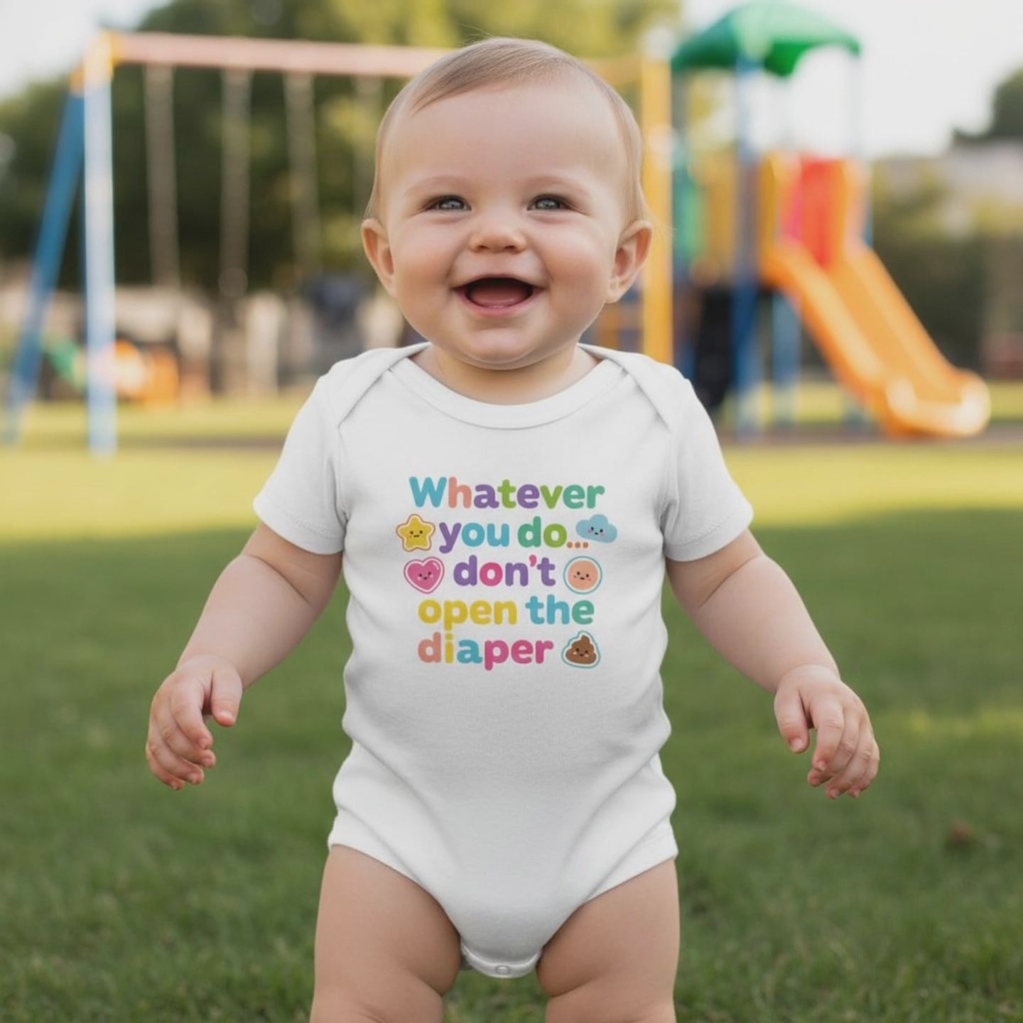 Baby Strampler aus 100 % Bio-Baumwolle – Whatever you do... don't open the diaper