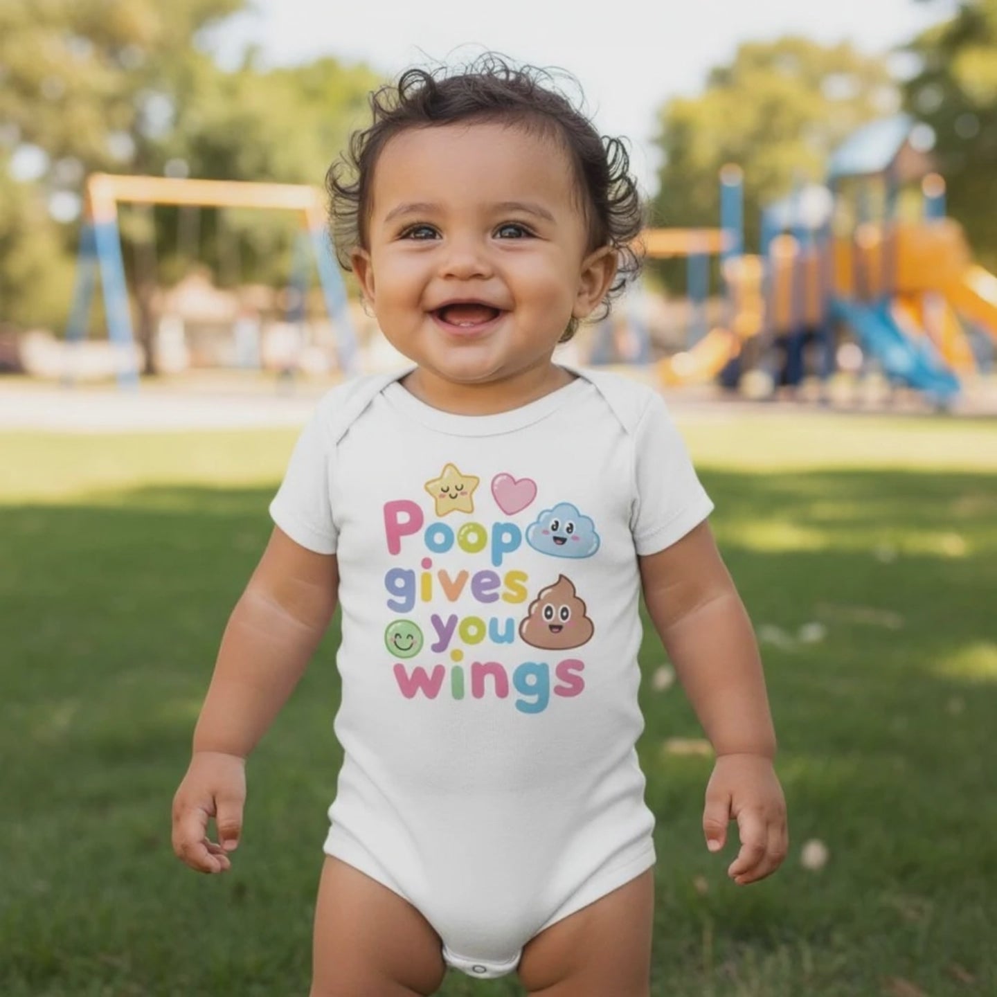 Poop gives you wings - Baby-Kurzarmbody aus Bio-Baumwolle