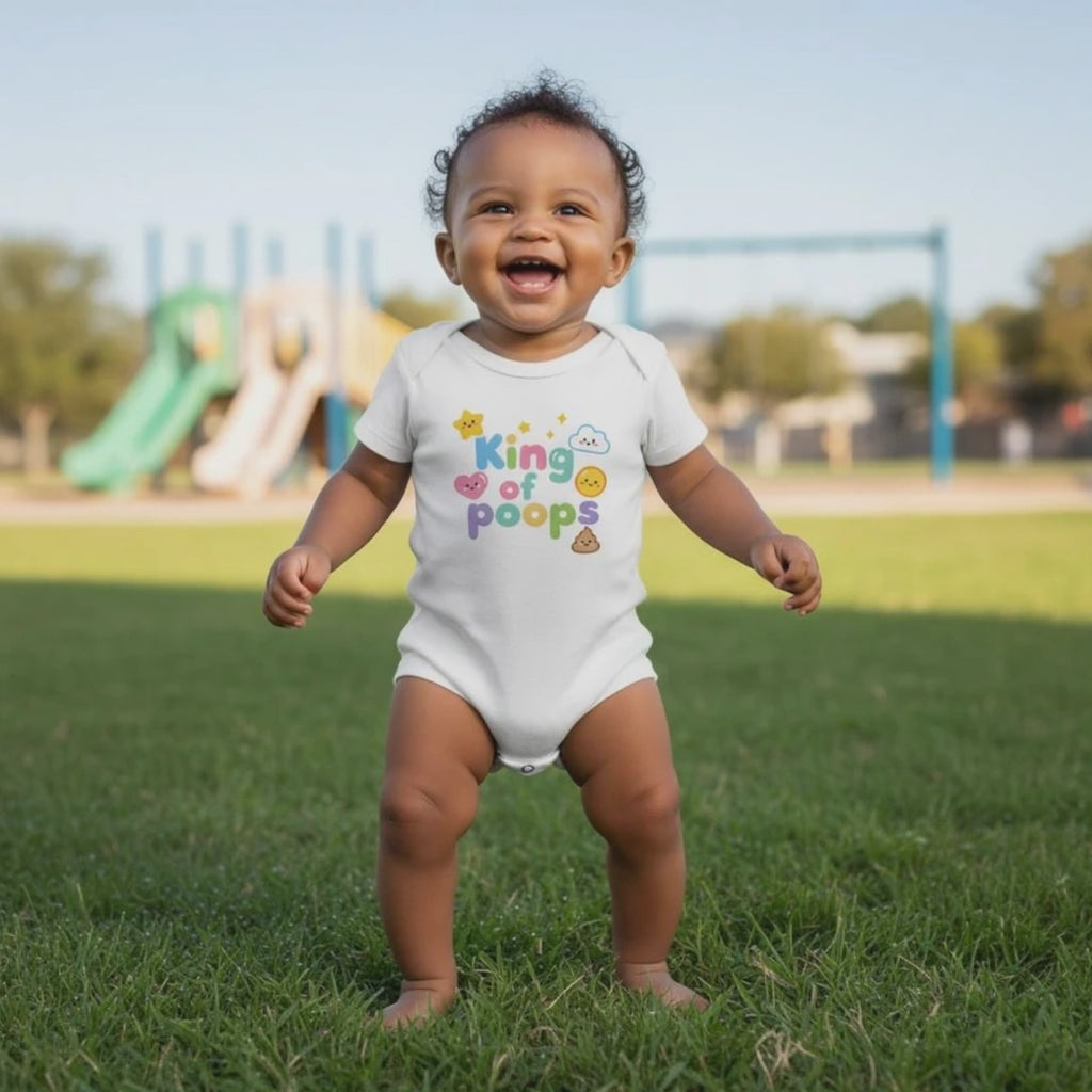 King of poops - Baby short-sleeve bodysuit made from organic cotton