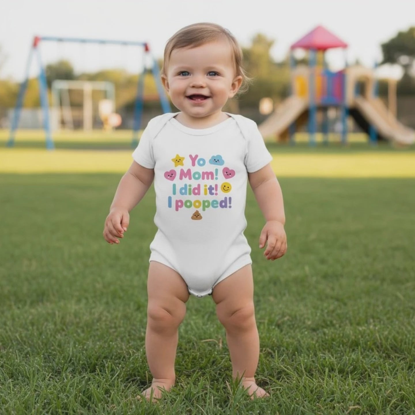 Baby Strampler aus 100 % Bio-Baumwolle – Yo Mom! I did it! I pooped!