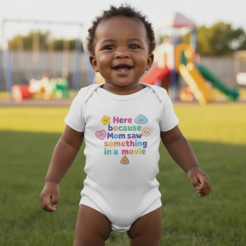 Here because Mom saw something in a movie - Baby short-sleeve bodysuit made from organic cotton