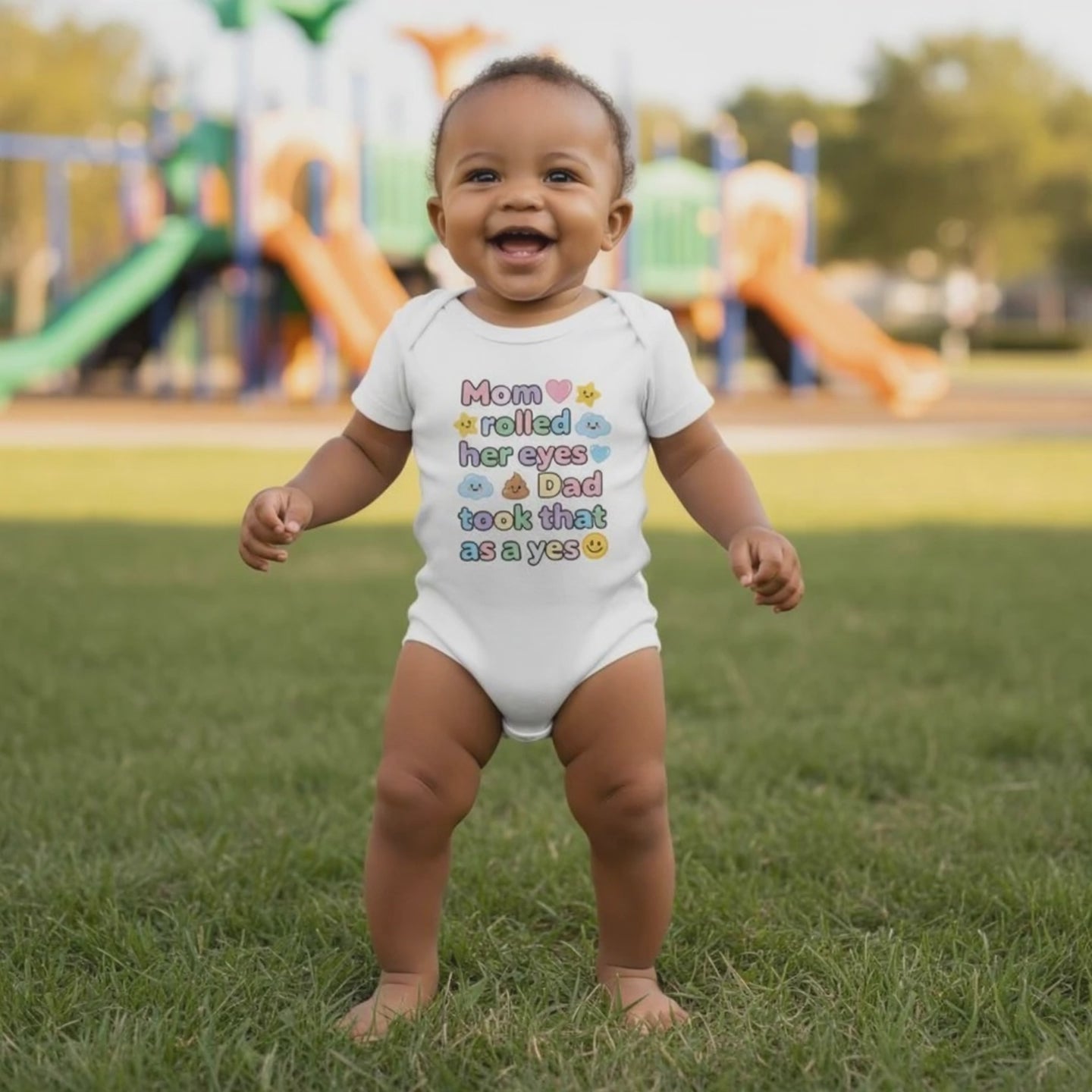 Baby Strampler aus 100 % Bio-Baumwolle – Mom rolled her eyes Dad took that as a yes