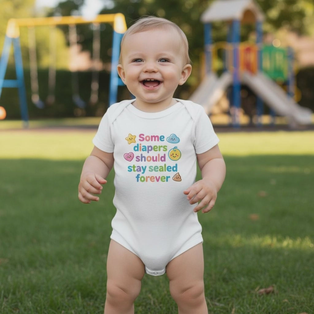 Baby Strampler aus 100 % Bio-Baumwolle – Some diapers should stay sealed forever