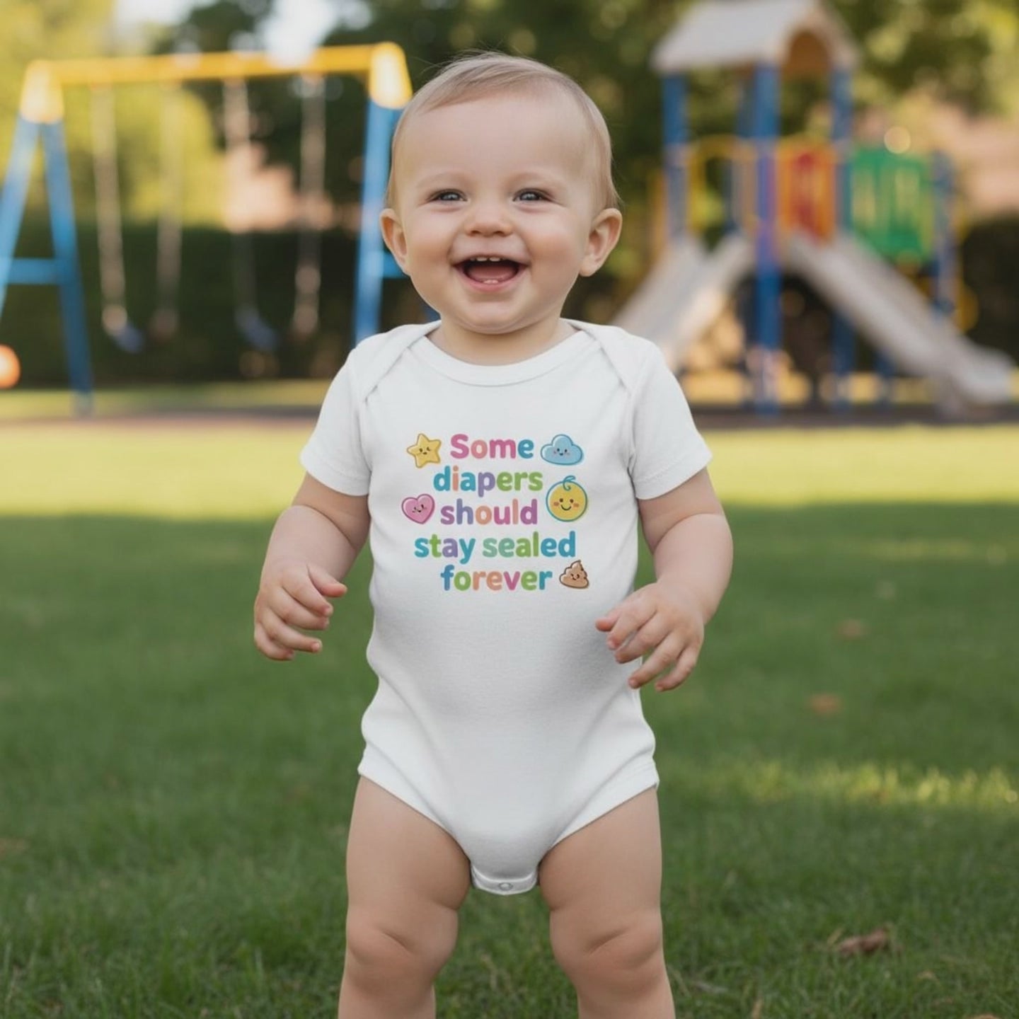 Baby Strampler aus 100 % Bio-Baumwolle – Some diapers should stay sealed forever