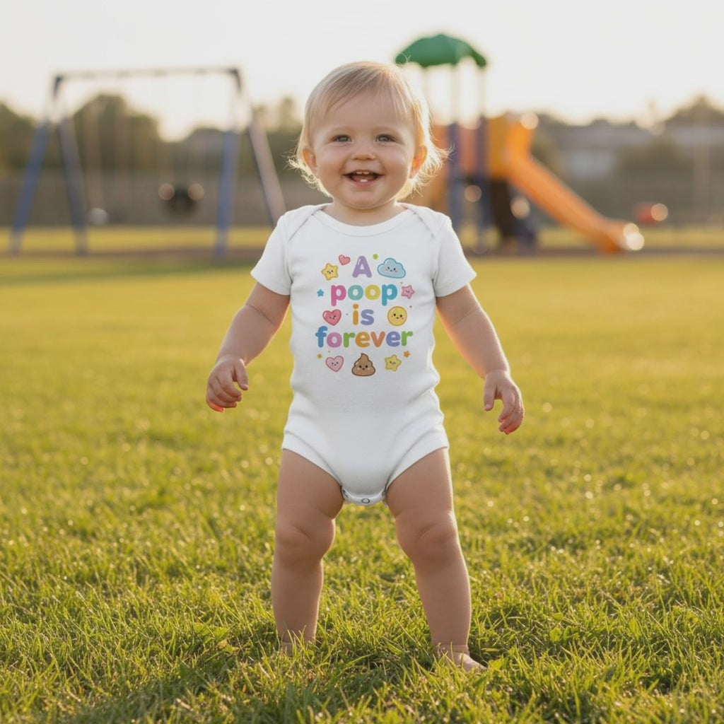 A poop is forever - Baby short-sleeve bodysuit made from organic cotton