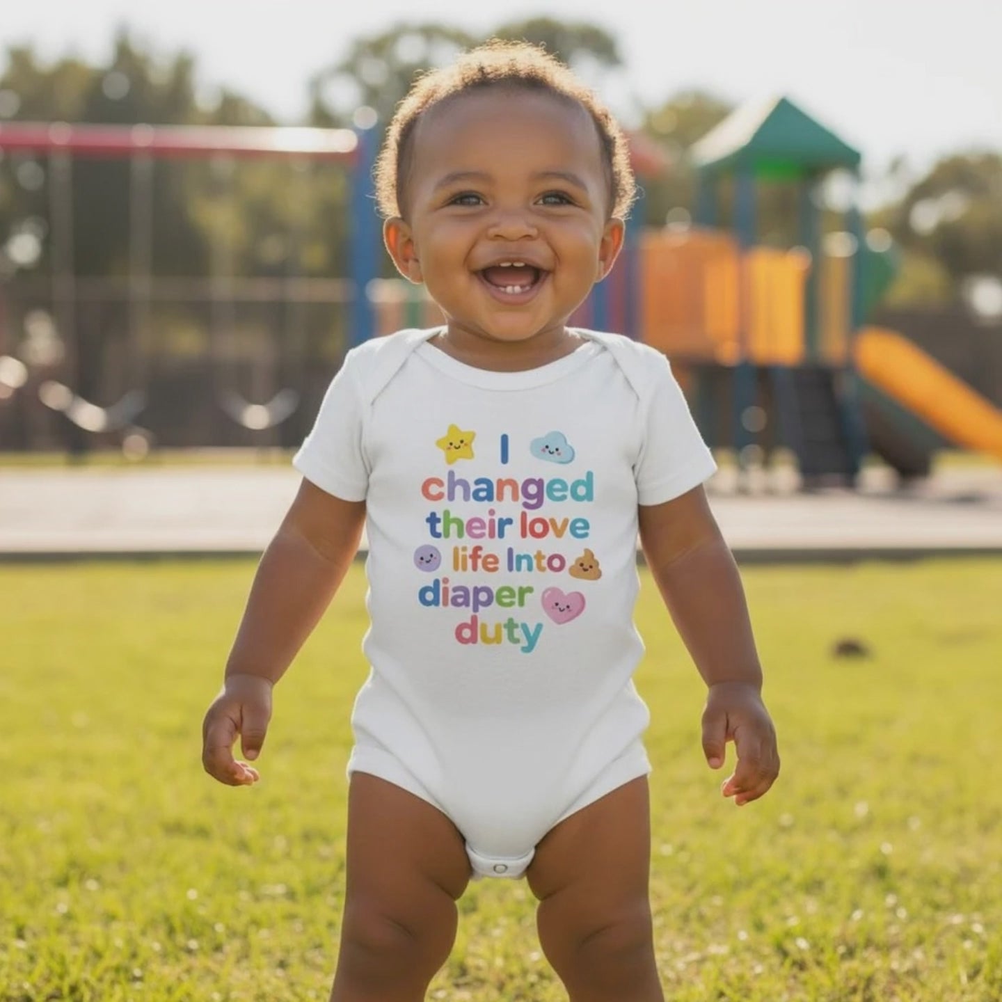 I changed their love life into diaper duty - Baby-Kurzarmbody aus Bio-Baumwolle