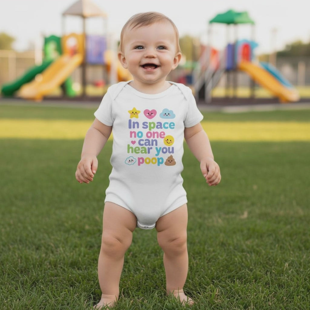 Baby Strampler aus 100 % Bio-Baumwolle – In space no one can hear you poop