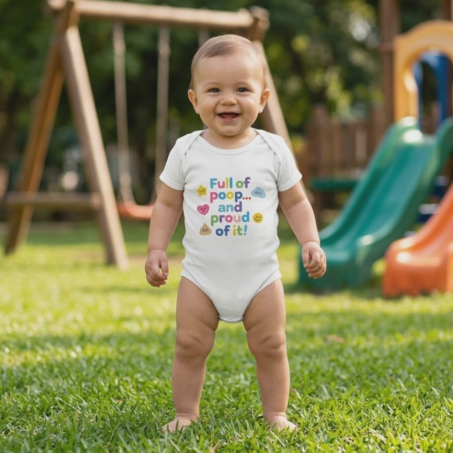Baby Strampler aus 100 % Bio-Baumwolle – Full of poop... and proud of it!