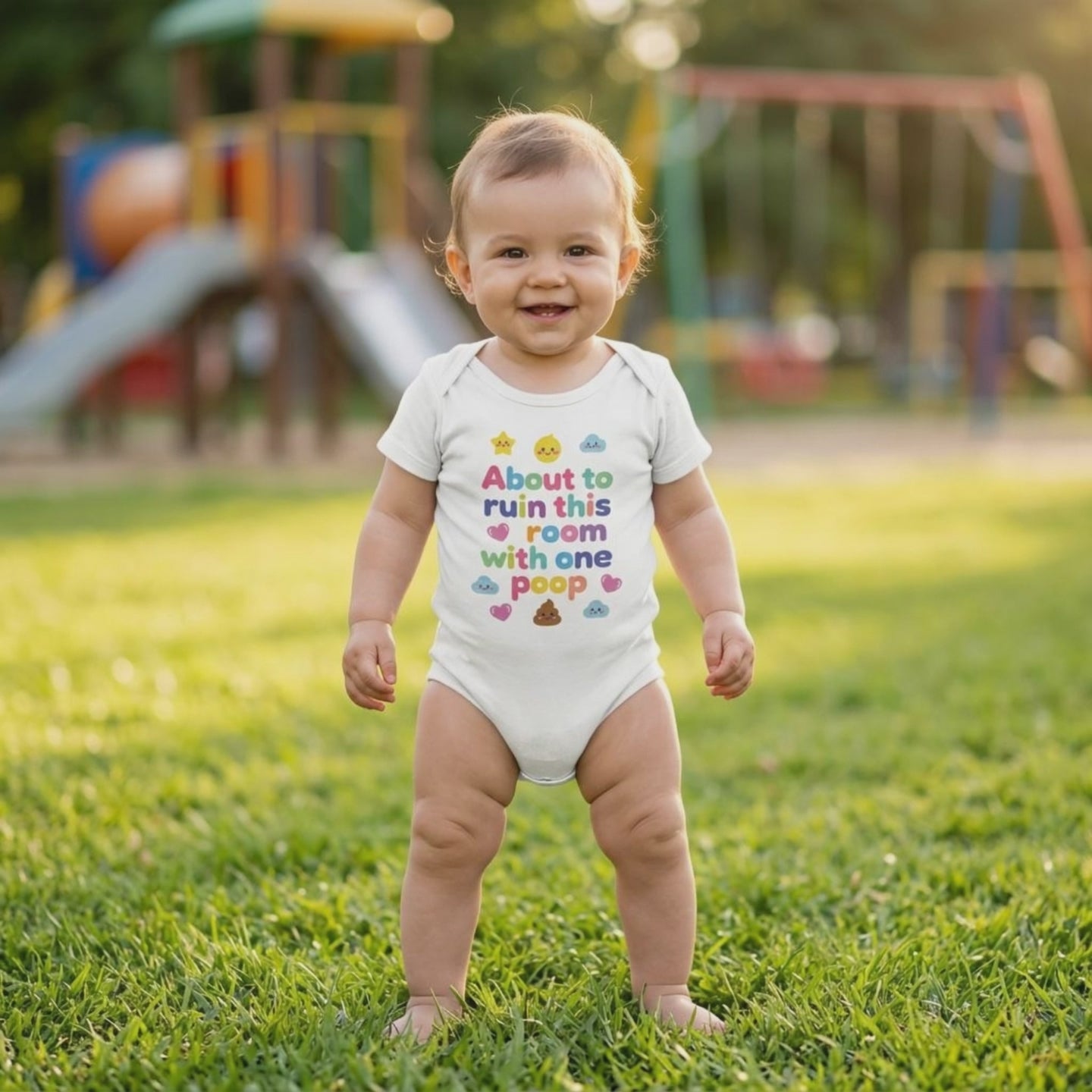 Baby Strampler aus 100 % Bio-Baumwolle – About to ruin this room with one poop
