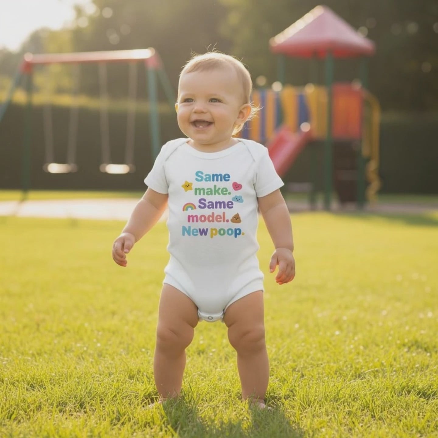 Same make. Same model. New poop. - Baby-Kurzarmbody aus Bio-Baumwolle