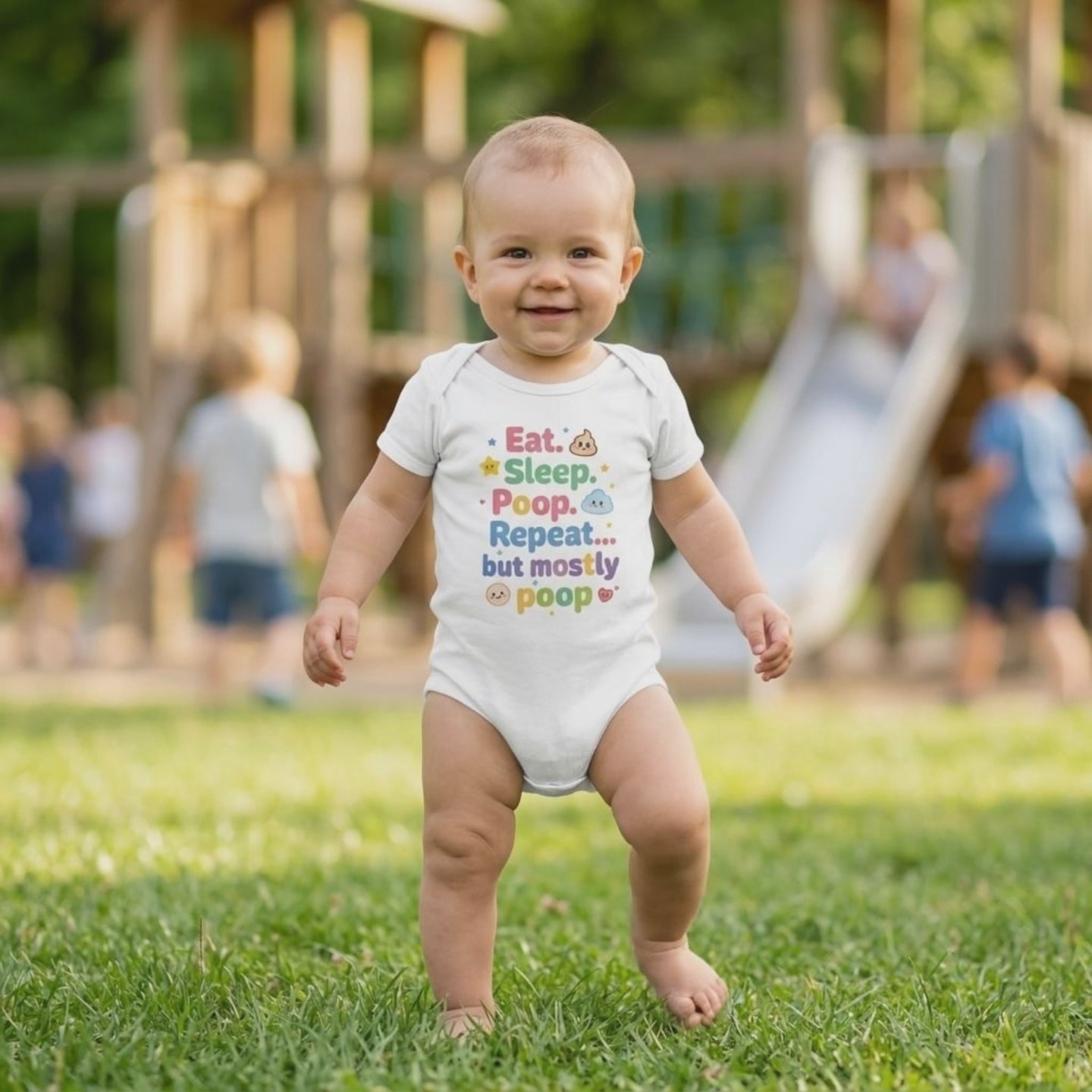Baby Strampler aus 100 % Bio-Baumwolle – Eat. Sleep. Poop. Repeat... but mostly poop